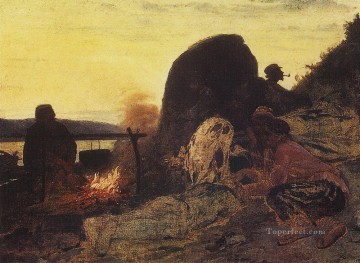 イリヤ・レーピン Painting - 火災現場のはしけ運送業者 1872年 イリヤ・レーピン